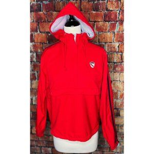Vintage Nike Women’s Windbreaker Medium 8-10 Red Hooded 1/2 Zip Pullover Jacket